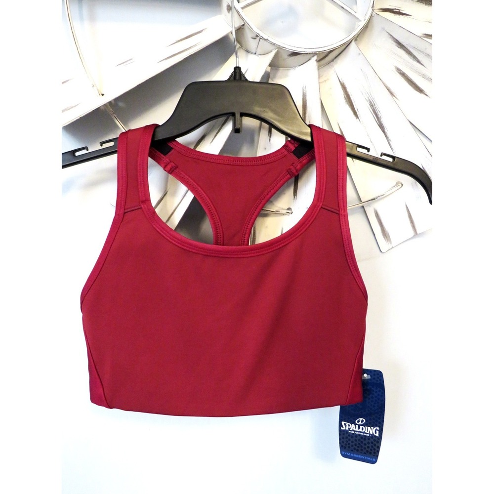 NWT Spalding Women's Active Shine Racerback Sports Bra‎ Red Plum Size Small